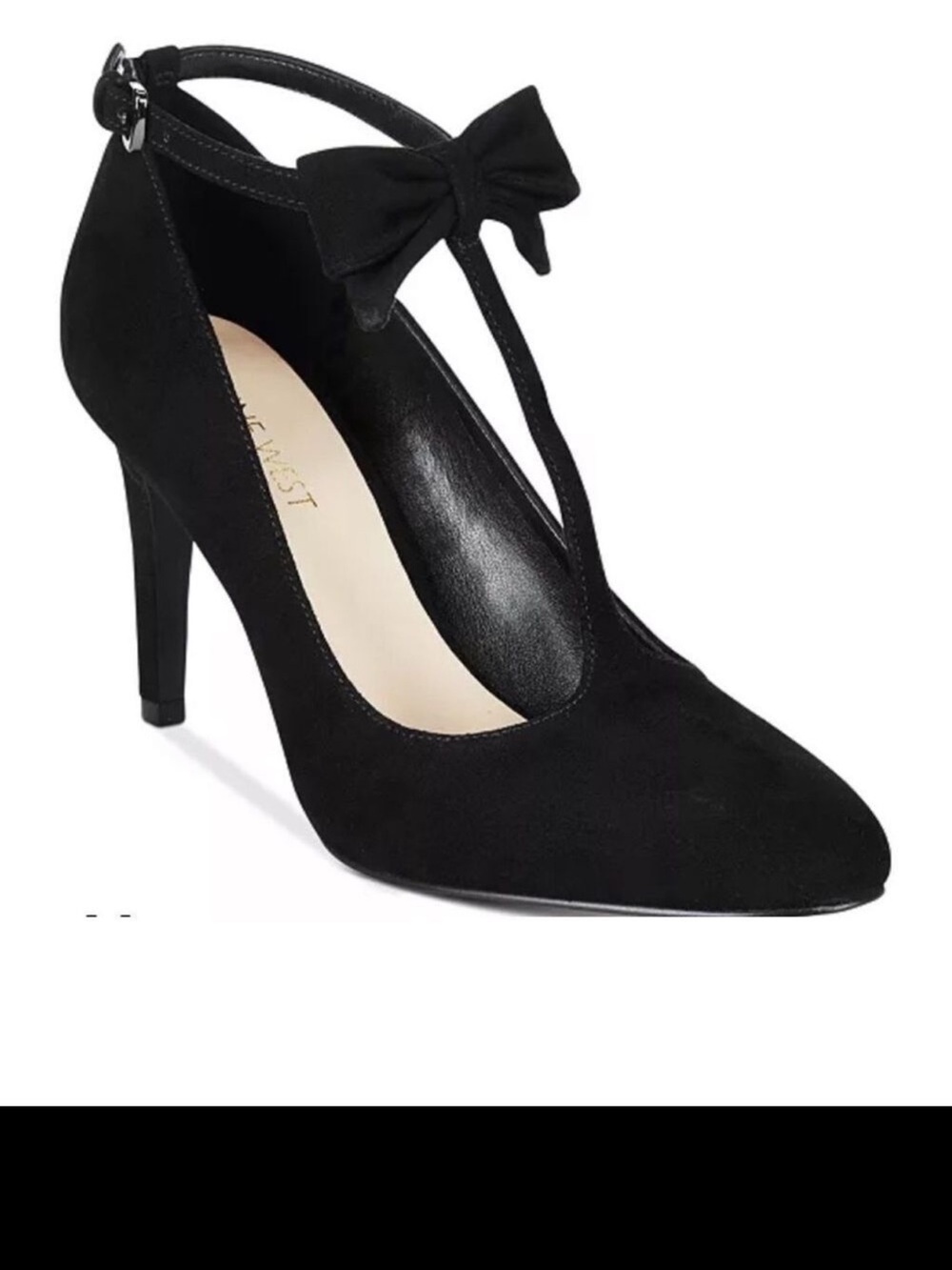 Y2K Whimsigoth Bow Suede T Strap Bow Leather Whimsigoth Coquette Black Heel 6.5